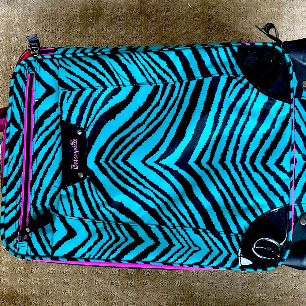Betsey Johnson zebra print carry-on suitcase